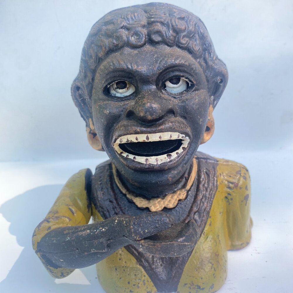Vintage Cast Iron Mechanical Coin Bank Dinah